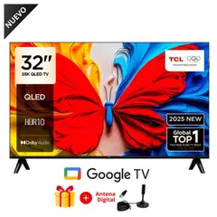 TCL - Televisor QLED 32 FHD Google Tv 32S5K + Antena Digital