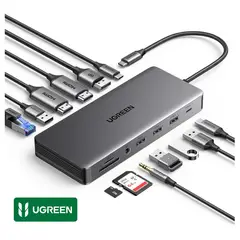 UGREEN - Adaptador Hub USB-C 13 en 1 Multiport - HDMI 4K8K DisplayPort LAN Gigabit y 100W PD