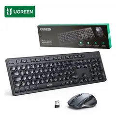 UGREEN - Combo Teclado y Mouse Inalámbrico 24GHz - Teclado Silencioso Tamaño Completo y Mouse Ergonómico