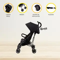 CARESTINO - Coche Bastón para Bebés «FLY V2» Black