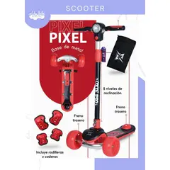 OKA - SCOOTER PIXEL EQUIPADO CLINTERNA - COLOR ROJO Y NEGRO