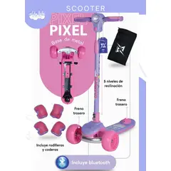 OKA - SCOOTER PIXEL EQUIPADO CLINTERNA - COLOR LILA Y ROSADO