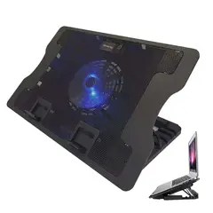GENERICO - Soporte para Laptop con Ventilador LED y Altura Ajustable Color Negro