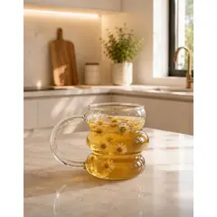 GENERICO - SET X 6 TAZAS DE VIDRIO BOROSILICATO BURBUJA 450ML