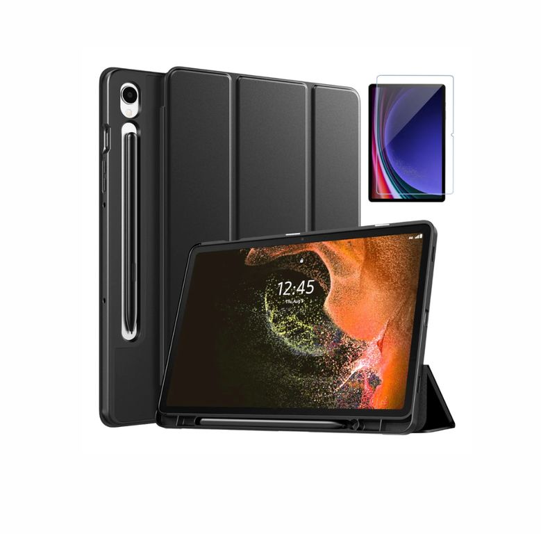 Funda Smart cover Samsung S10 - S10 FE color negro + mica de vidrio