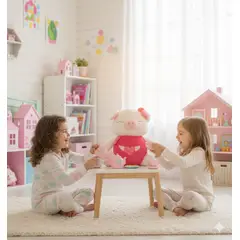 GENERICO - Peluche de Cerdita Kawaii con Atuendo Rosado