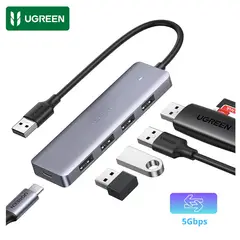 UGREEN - Hub Adaptador 4 Puertos USB Super Speed 5Gbps Portátil para Macbook PC Laptop y PS4 PS5