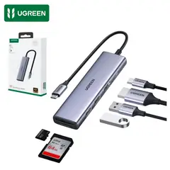 UGREEN - Adaptador HUB USB-C 3 puertos USB-A 30 HDMI 4K30Hz SDTF Carga Rápida 100W PD