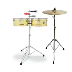 LP - Timbales Matador Dorado con Cencerro + JamBlock + Cha Cha + Platillo - Kit Completo Genérico