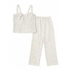 GENERICO - Set Riviera Conjunto Top y pantalón - Lino Polka Dots Perla