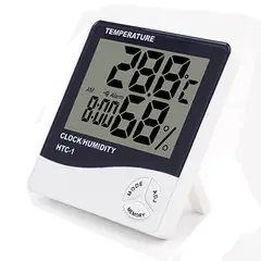 GENERICO - Termohigrometro Higrómetro Termómetro Humedad Temperatura Sensor Reloj HTC1 - Hosal