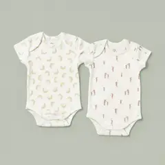 ECOBEBE - Set 2 Bodys Bebé Lunas & Caballitos de Mar - Algodón Orgánico