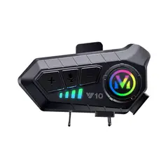 GENERICO - INTERCOMUNICADOR AURICULAR BLUETOOTH 5.3 IPX6 PARA CASCO MT-Y10 CON LUCES RGB WIRELESS Y MICRÓFONO