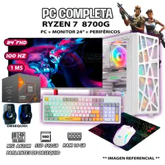 AMD - Computadora PC Completa Ryzen 7 8700G RAM DDR5 16GB SSD 500GB MONITOR 24" FULL HD