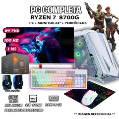 AMD - Computadora PC Completa Ryzen 7 8700G RAM DDR5 16GB SSD 500GB MONITOR 24" FULL HD