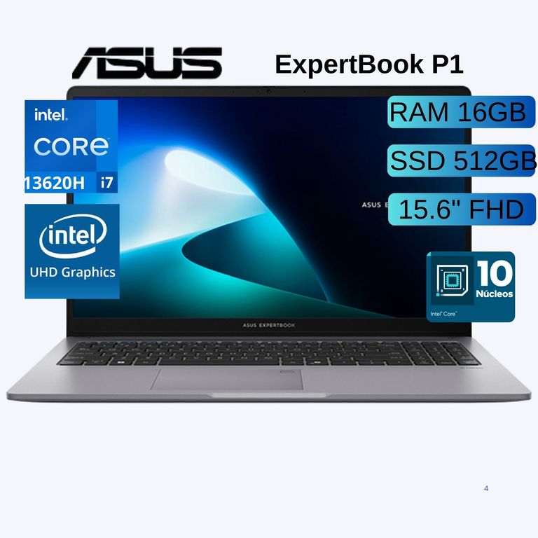 Laptop EXPERTBOOK P1, intel Core i7 13620H, Ram 16GB, SSD 512 GB, 15.6" (FHD90NX0881-M01JS0)