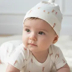 ECOBEBE - Set Bebé Body y Gorrito Caballitos de Mar - Algodón Orgánico