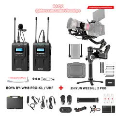 ZHIYUN - Gimbal Estabilizador CRANE 3S PRO - Soprota 6 Kg + Micrófono BOYA BY-WM8 PRO-K1