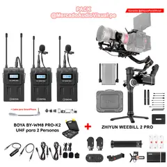 ZHIYUN - Gimbal Estabilizador CRANE 3S PRO - Soprota 6 Kg + Micrófono BOYA BY-WM8 PRO-K2