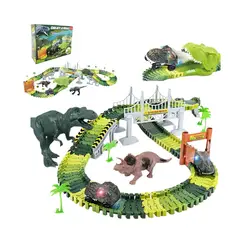 GENERICO - Set Didáctico Pista Dinosaurio Mundo Jurásico 144 Piezas -Túnel con Cabeza de T-Rex