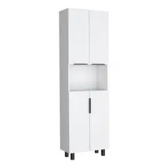 FMFURNITURE - Mueble Alacena Multifuncional 4 Puertas 197X60X30 CM Blanco