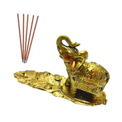 GENERICO - Porta Incienso Elefante Dorado de la Abundancia