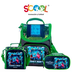 SCOOL - SET MOCHILA PICK MAGIC TELA MINECRAFT