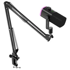 FIFINE - Micrófono Dinámico Usbxlr Ampligame Am9t Con Rgb Negro