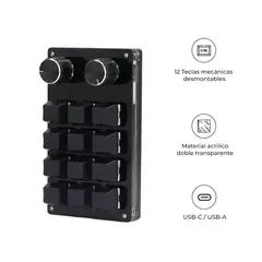 S&T - Mini Teclado Mecánico 12 Teclas 2 Perillas Programable MK01-9 Negro