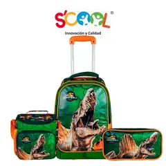 SCOOL - SET MALETA MAGIC PREMIUM GDE METALIZADO JURASSIC