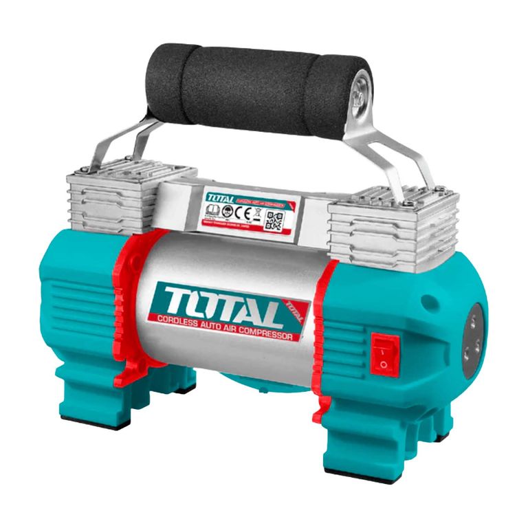 TOTAL COMPRESORA AUTO 20V DOBLE CILINDRO 120PSI 45LMIN LED