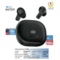 GENERICO - AUDIFONOS BLUETOOTH TWS, MODELO AUT211 NEGRO, MARCA 1HORA