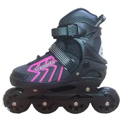 GENERICO - Patin lineal negro con fucsia talla regulable de 35-36