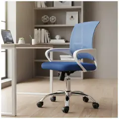 XION - Silla de Oficina Ergonómica Giratoria Atlantis Posabrazo y Balanceo de Malla Mesh Azul
