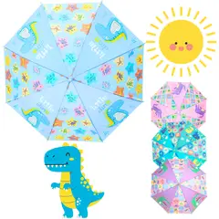 GENERICO - Paraguas de Sol Infantil con Dinosaurios Color Celeste