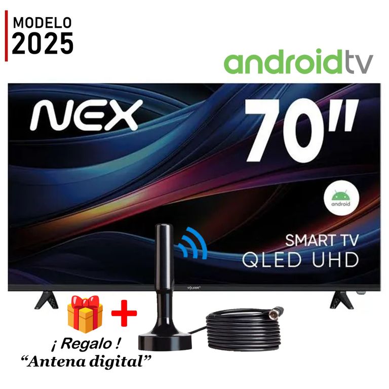 Televisor QLED 70 4K UHD Android TV TVQLED70S + Antena Digital