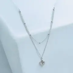 JOYERIA D'PILMER - GARGANTILLA DOBLE DE PLATA TRÉFLOR VC