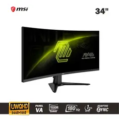 MSI - Monitor Curvo 34 MAG 346CQ UWQHD 180Hz 1ms para Gaming