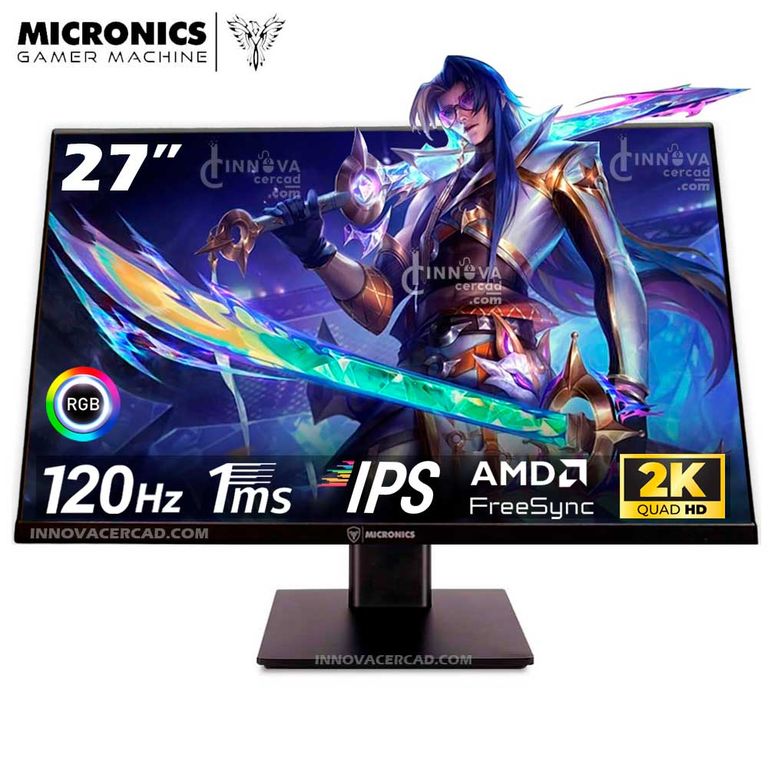 Monitor Gaming GM27FQ, 27" IPS 2K 2560 x 1440, 120HZ, 1MS, AMD FreeSync.