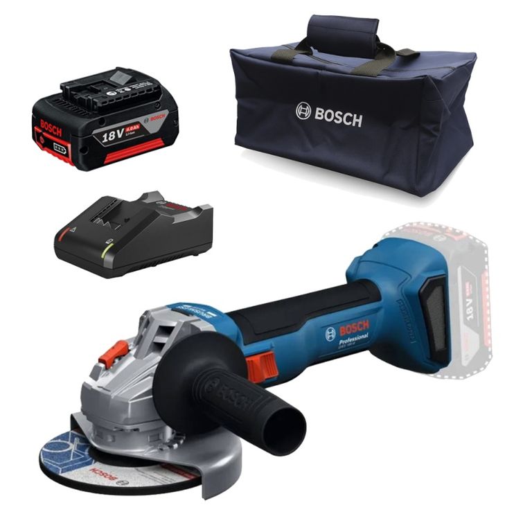 Amoladora Angular 5" 18V Brushless + Batería 4.0 Ah + Cargador + Bolso 0615.A50.0CR