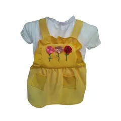 GENERAL - Vestido overall floreado amarillo para perros y gatos talla 3