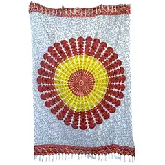 MAGE DISTRIBUTION - Pareo Mandala Flores Rojas y Amarillas Con Blanco
