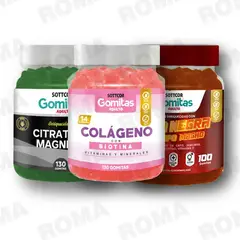 GENERICO - PACK 3 GOMITAS COLAGENO CITRATO DE MAGNESIO Y MACA NEGRA SOTTCORLABS