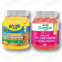 GENERICO - PACK 2 GOMITAS VITAMINAS NIÑOS + CALCIO ADULTOS SOTTCORLABS