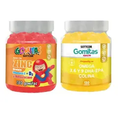 GENERICO - PACK 2 GOMITAS ZINC OROTATE NIÑOS + GOMITAS OMEGA 3 SOTTCORLABS