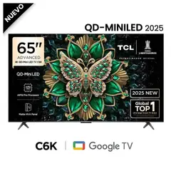 TCL - Televisor Mini LED 65" QD UHD 4K Smart Google TV 65C6KS - Nuevo 2025