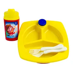 BASA - Set de Alimentacion Para Bebés 3 Piezas Amarillo Con Rojo