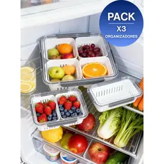 GENERICO - Pack x 3 Organizadores De Frutas y Verduras Para Refrigeradora