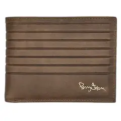 PERRY JHAN - Billetera para hombre 100% Cuero 4056 Acanalada con Sencillera