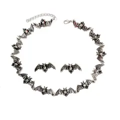 GENERICO - Set de Collar y Aretes Murcielago estilo Gótico